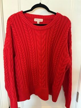 Philosophy Vibrant Red Cable-Knit Crewneck Sweater